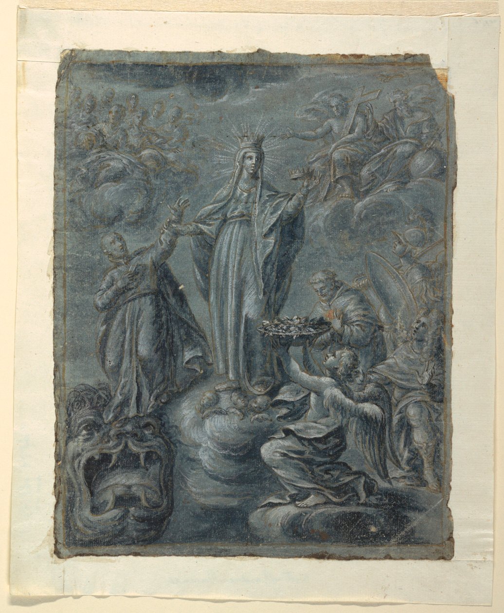 Teckning, Recto: Jungfruns kröning, ca 1630 av Belisario Corenzio