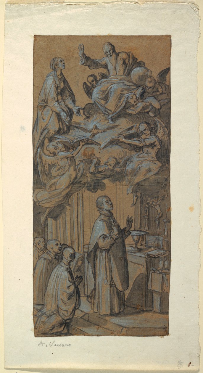 Teckning, Vision under mässa, ca 1630 av Belisario Corenzio
