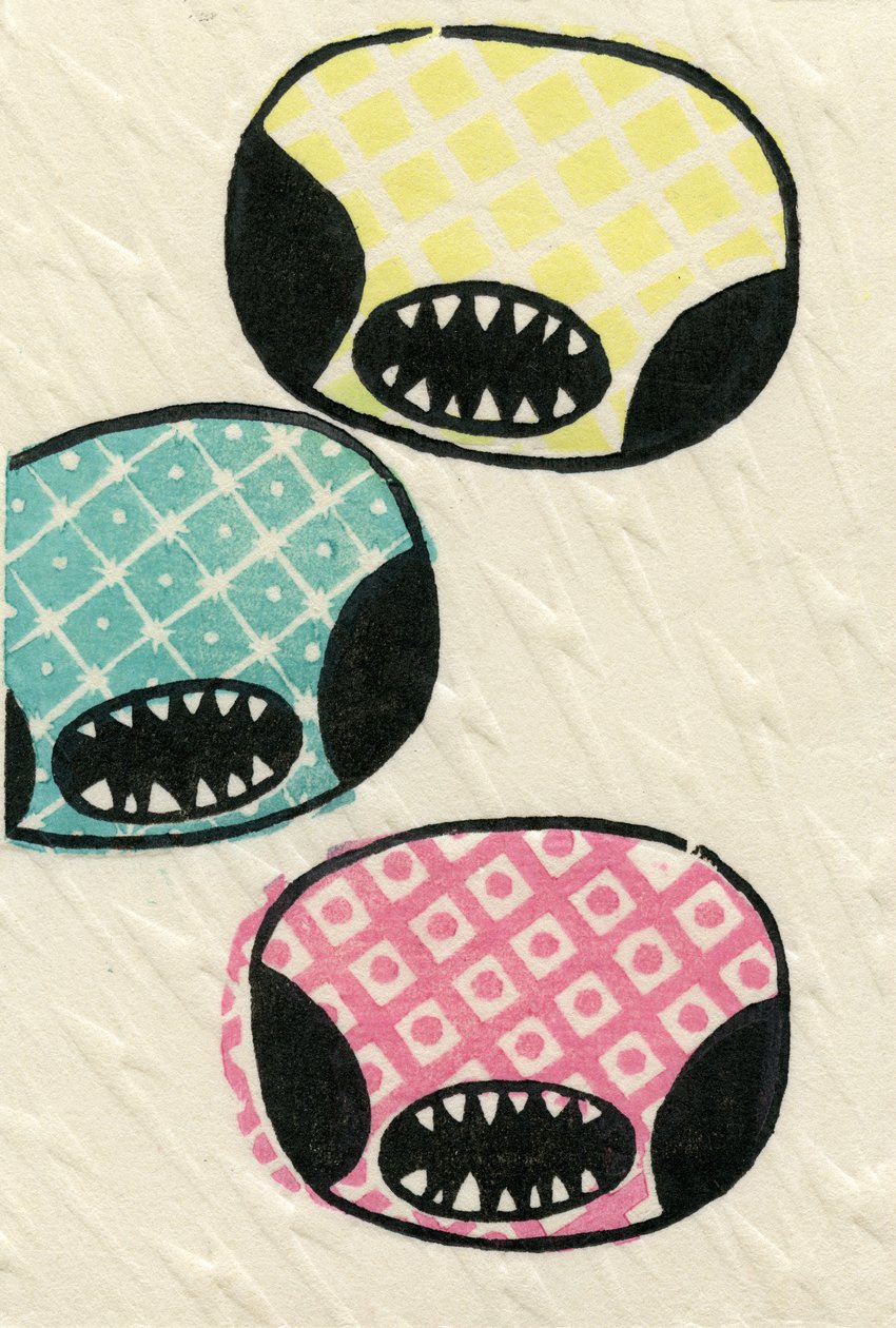 China Monsters, 2012 (träblock på washi) av Bella Larsson