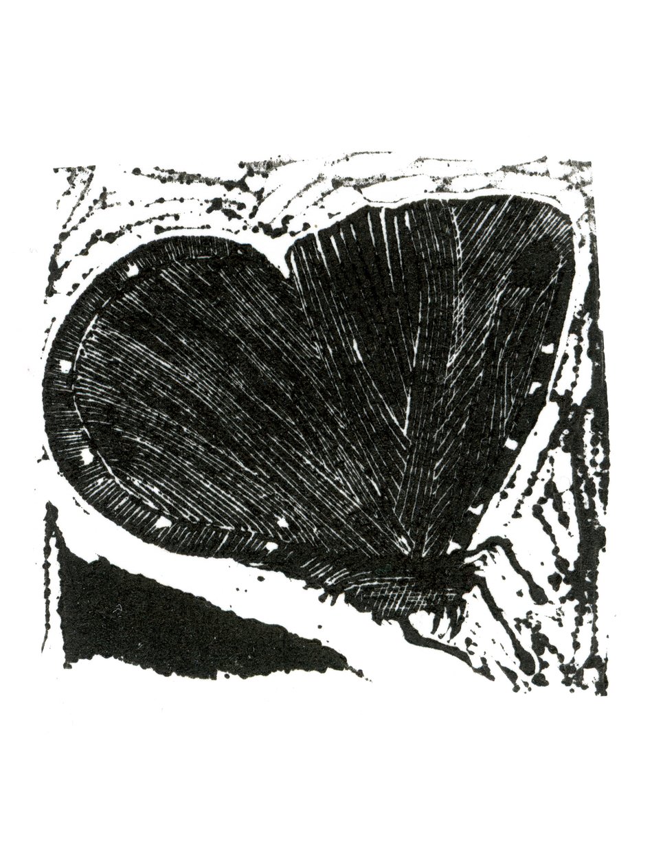 Dark Moth, 2013 (trägravyr på papper) av Bella Larsson