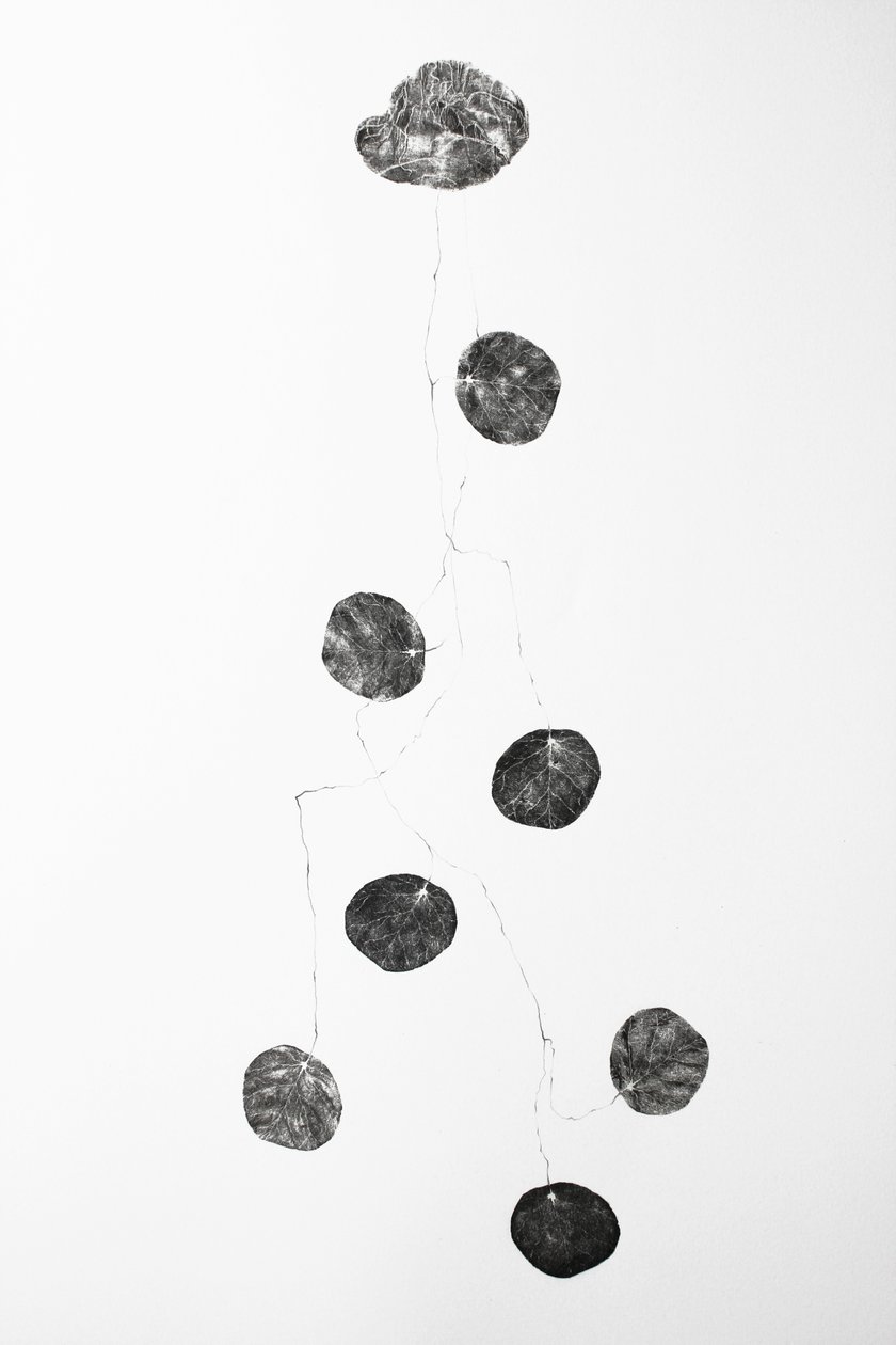 Fartyg, 2014 (trägravyrcollage och pennteckning på papper) av Bella Larsson