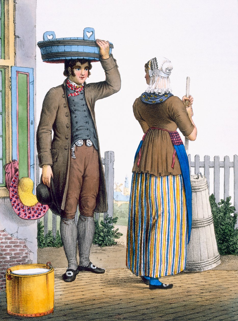 Ett bondepar i Parmerend, Nordholland, illustration från 
