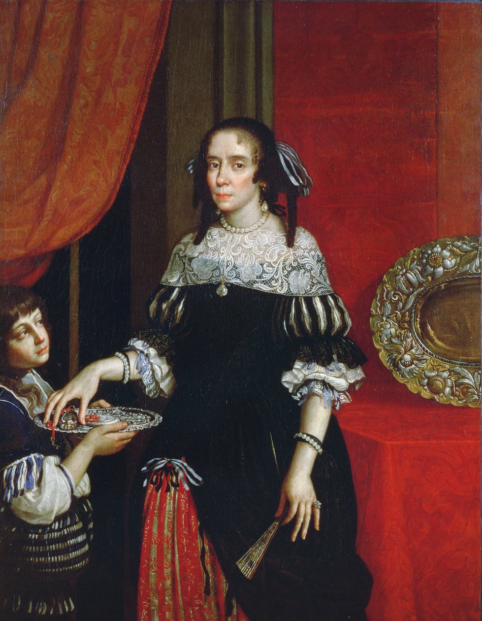 Porträtt av grevinnan Gonzaga di Novellara, 1666 (par 78357) av Cesare Gennari