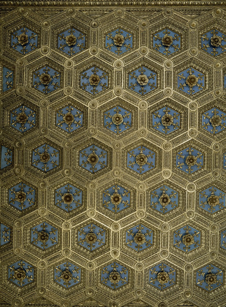 Takdekoration av Sala dei Gigli av Benedetto da Maiano