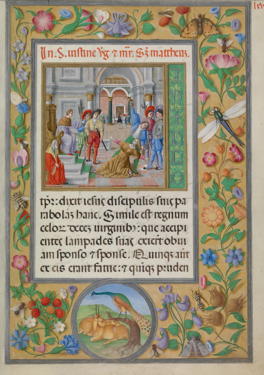 Den heliga Giustinas martyrskap. Från "Santa Giustinas evangelium" (CBL W.107, f.65r) av Benedetto Bordone