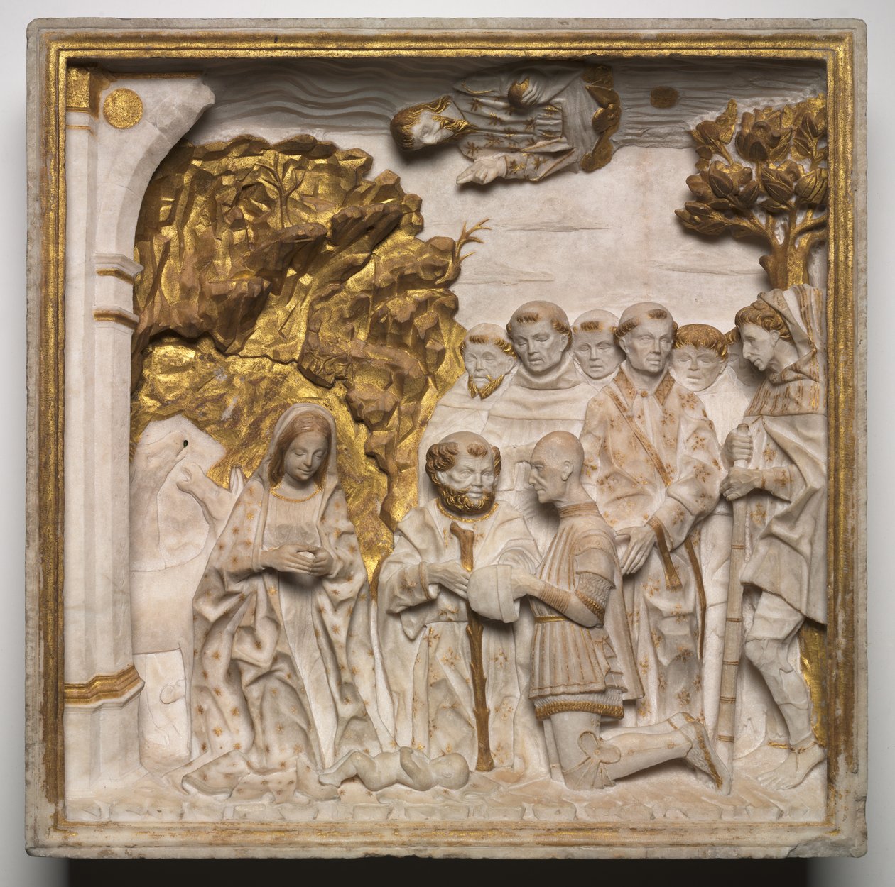 Pier Francesco Visconti, Court of Saliceto, Adoring the Christ Child, strax efter 1484. av Benedetto Briosco
