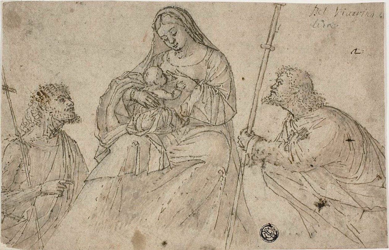 Jungfru Maria och barnet med Johannes Döparen och Rochus av Benedetto Carpaccio