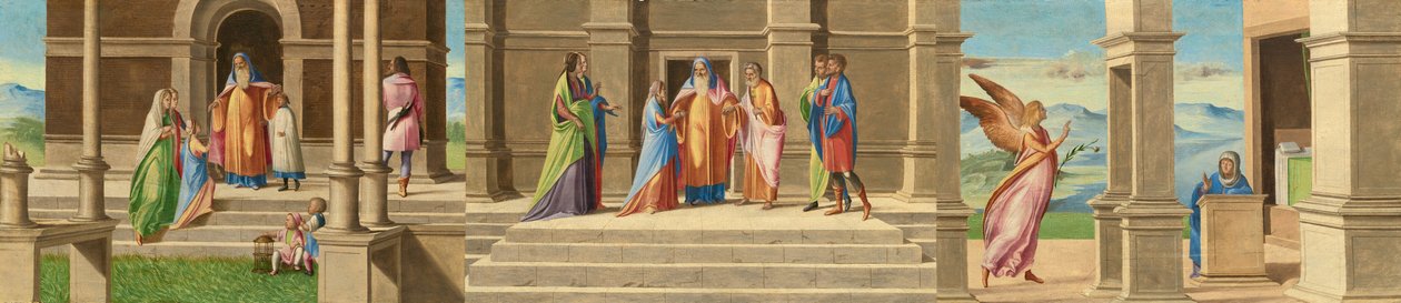 Jungfruns presentation och äktenskap och bebådelsen, 15201525. av Benedetto Diana
