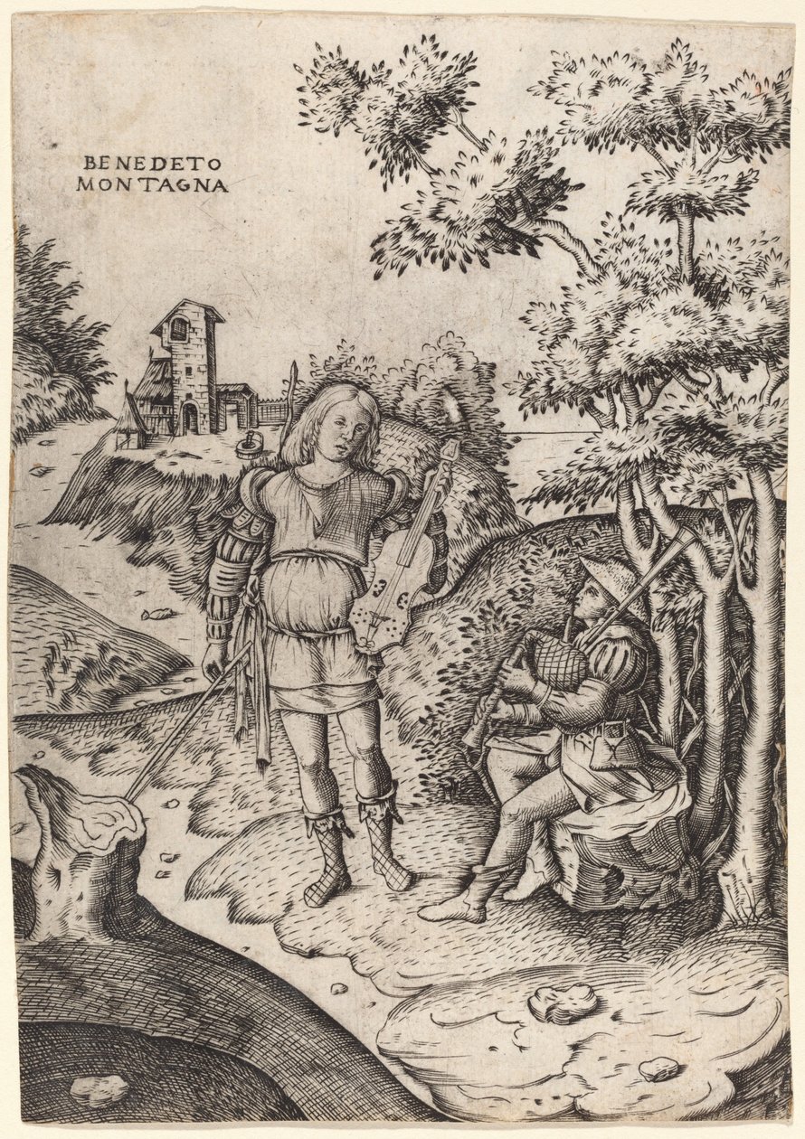 Apollo och Marsyas av Benedetto Montagna