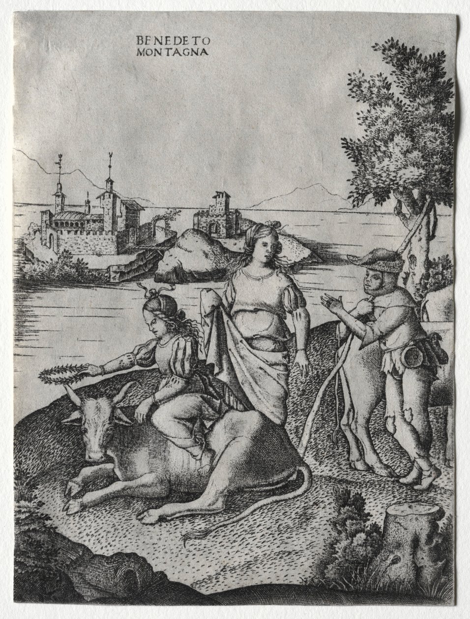 Europas våldtäkt, ca. 1515-1520. av Benedetto Montagna