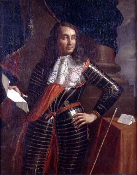 Porträtt av greve Alfonso di Novellara, 1666 (par 78358) av Benedetto and Cesare 1637 88 Gennari