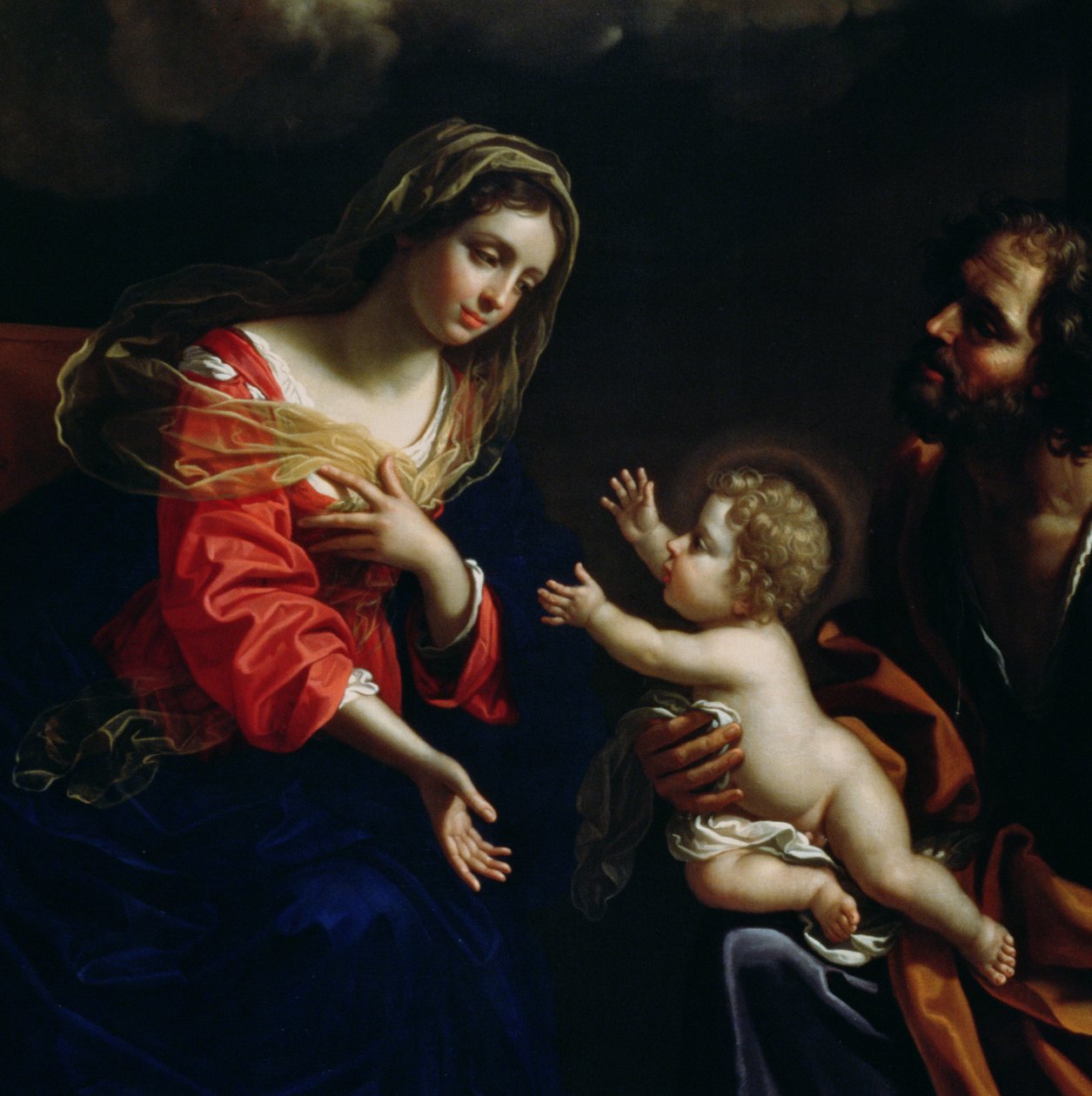 Den heliga familjen, detalj, 1682 av Benedetto the Younger Gennari