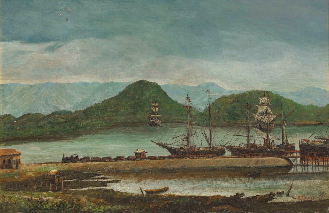 Benedito Calixto - hamnen i Santos, SP, 1888 av Benedito Calixto