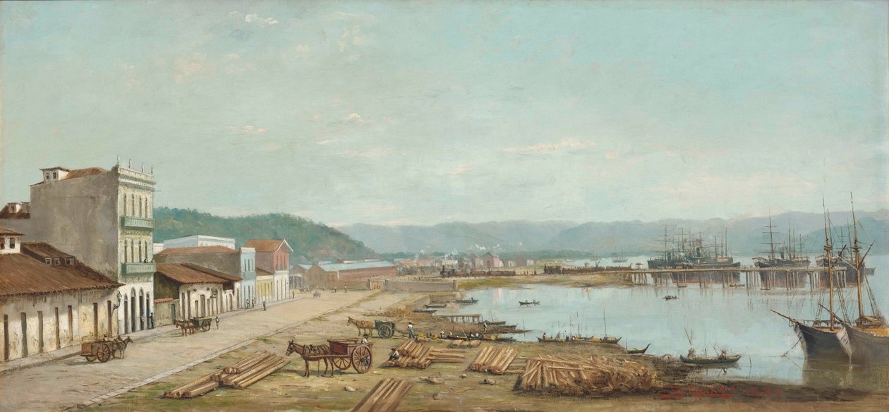 Benedito Calixto - Konsulatets hamn i Santos, SP, 1887 av Benedito Calixto