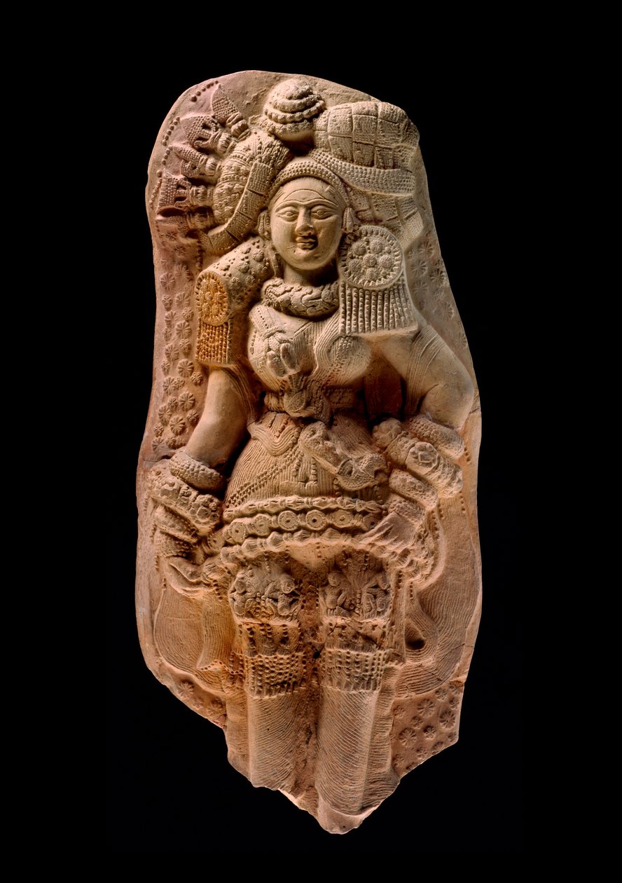 Gjuten plakett av en Yakshi, Tamluk, c.200 f.Kr. (terrakotta) av Bengali School