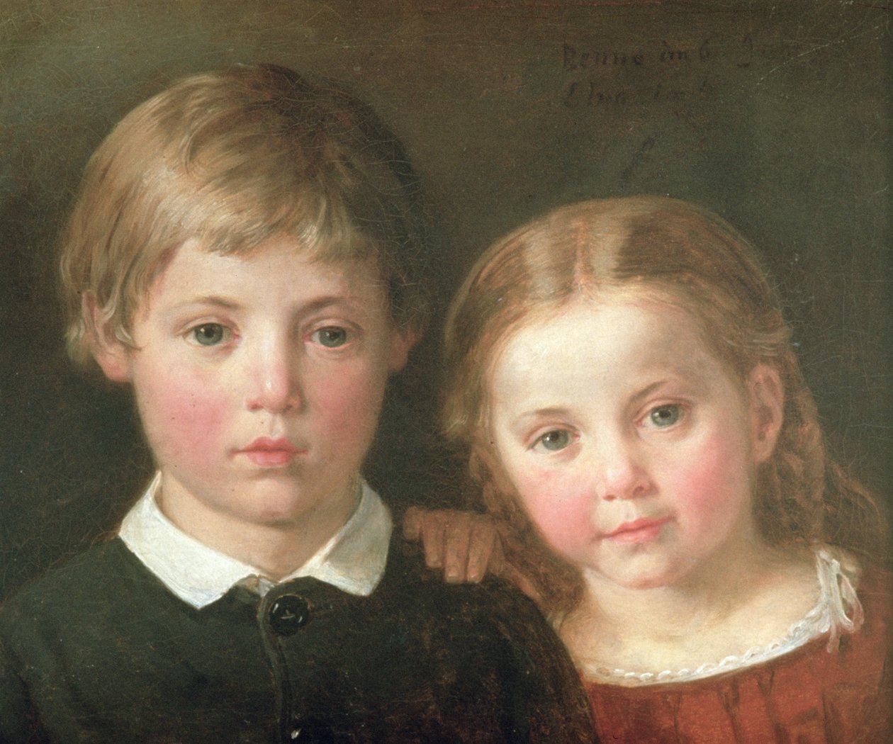 Benno sex år och Elna fyra år, 1864. av Bengt Nordenberg