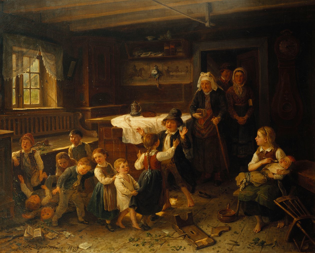 Barn som leker i en interiör, 1873 av Bengt Nordenberg