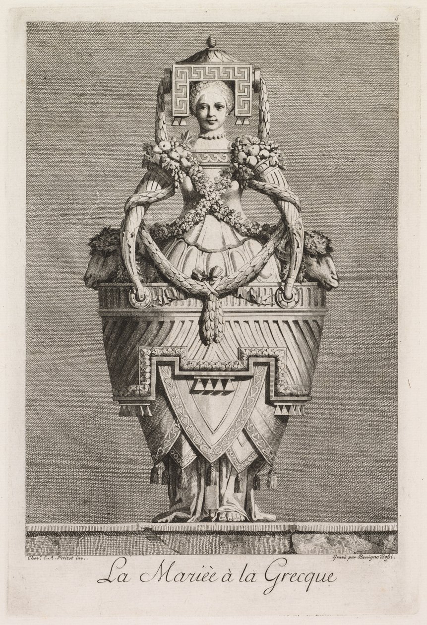 Grekisk maskerad: The Greek Bride Plate 6, 1771. av Benigno Bossi