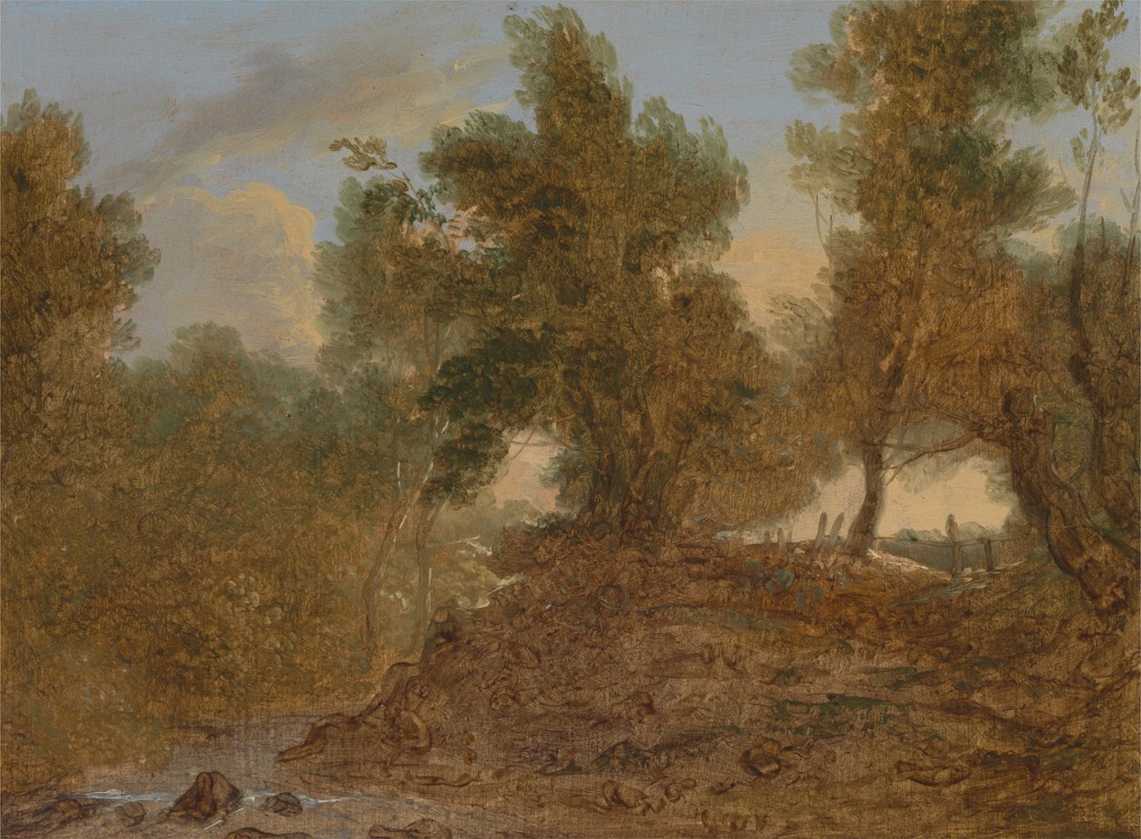 Ett landskap vid Wick, Gloucestershire, nedanför klipporna av Benjamin Barker