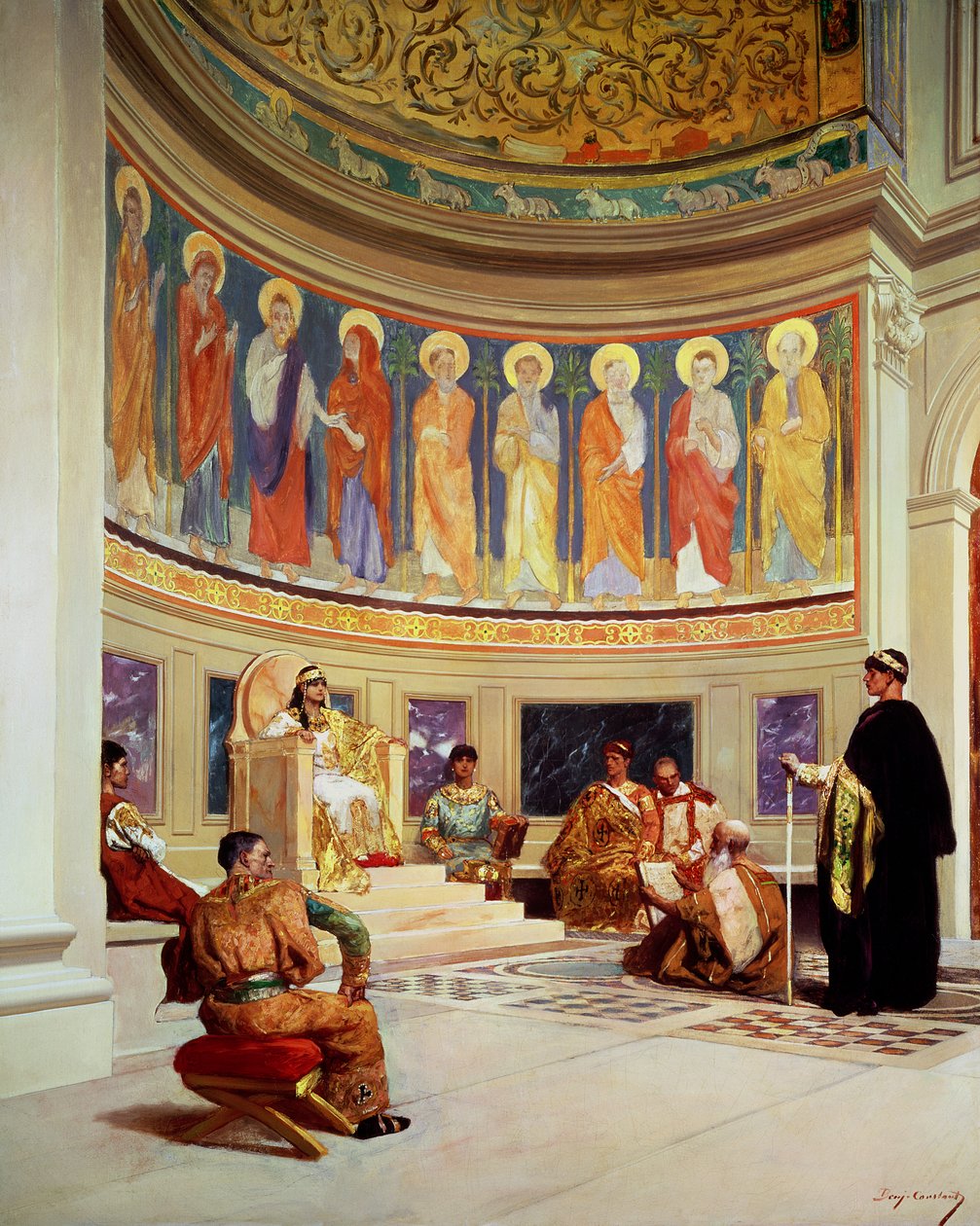 St John Chrysostom (c.347-407) förvisad av kejsarinnan Eudoxia (d.404) av Jean Joseph Benjamin Constant
