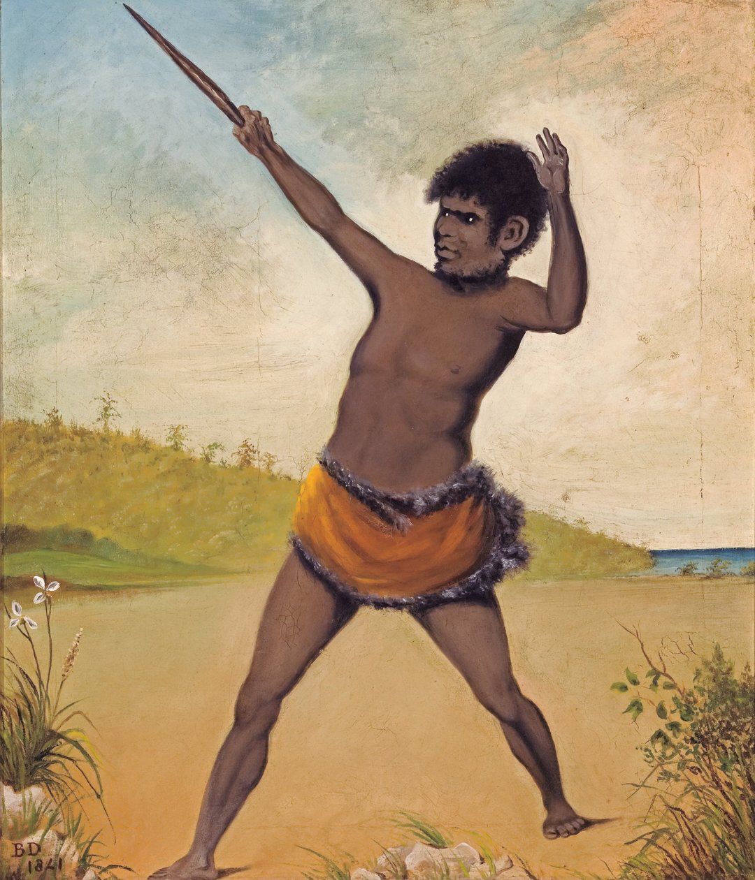 Jack, en tasmansk aboriginal, som håller en klubb av Benjamin Duterrau