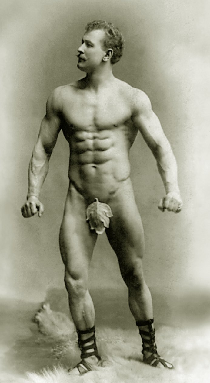 Eugen Sandow, i klassisk antik grekisk-romersk pose, c.1894 av Benjamin J. Falk