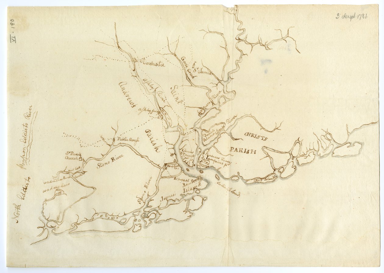Karta över Charleston, South Carolina, 3 augusti 1781 av Benjamin Lincoln