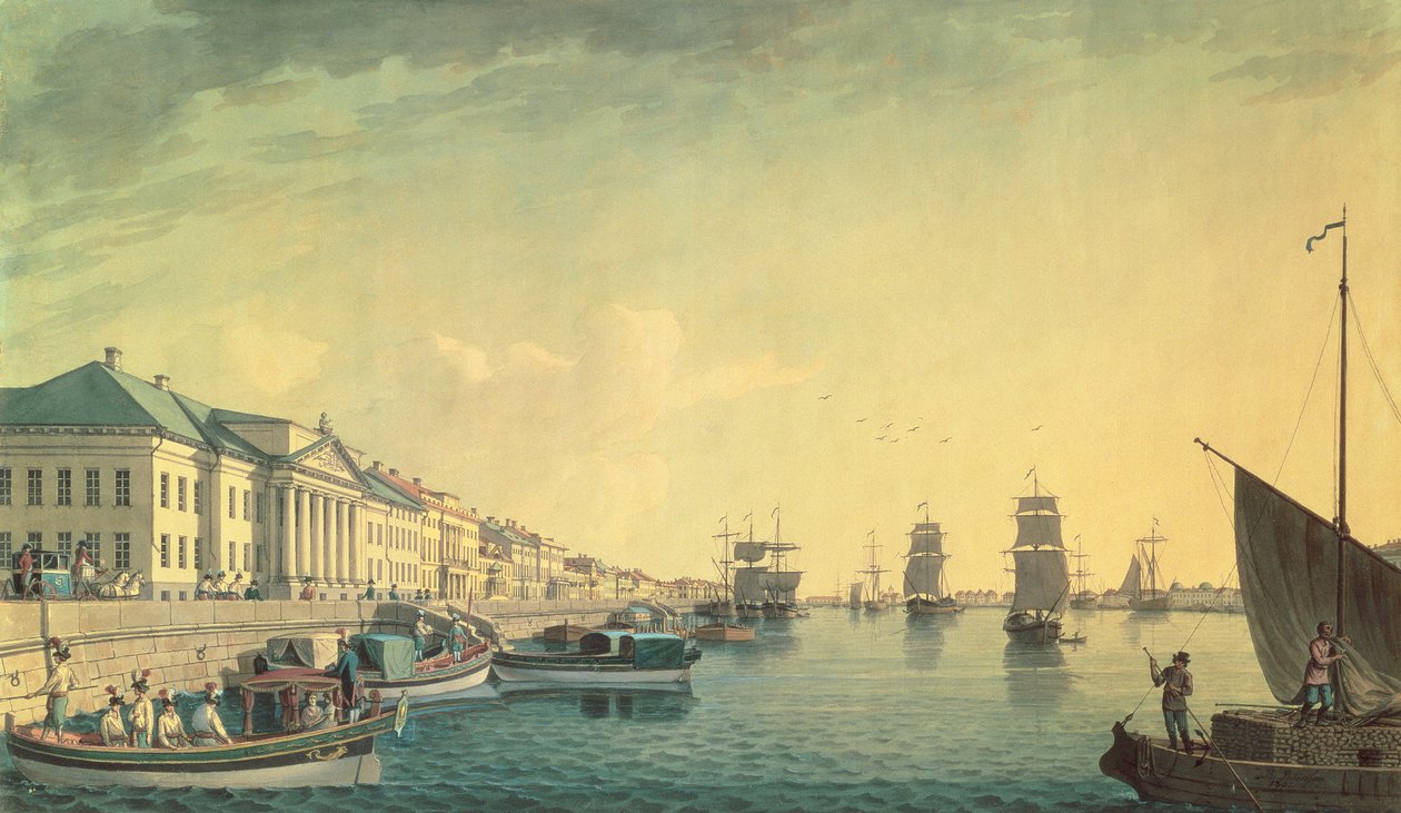 The English Embankment av senaten, 1801 (wc och bläck) av Benjamin Patersson
