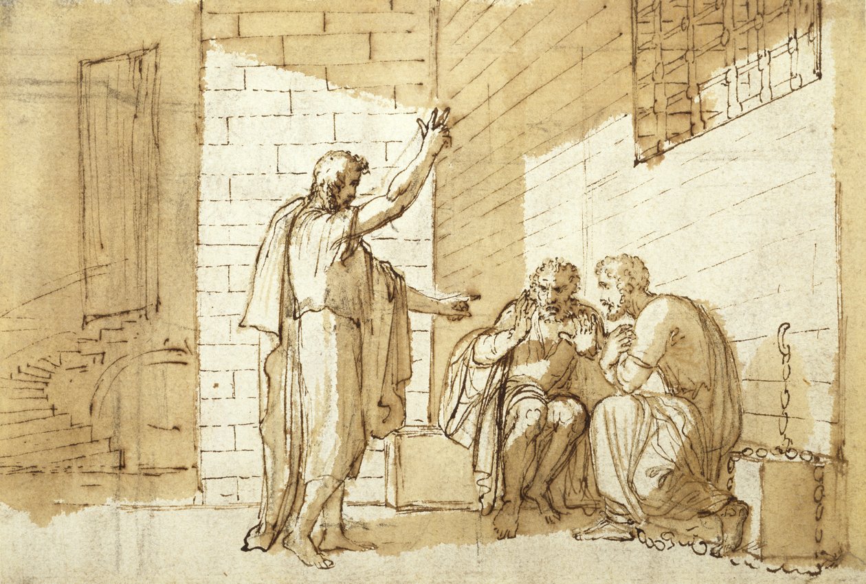 Omvandling av Onesimus, ca. 1780 (penna, bläck och sepiatvätt på papper) av Benjamin West