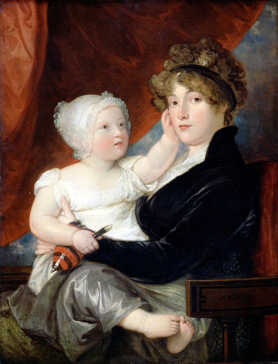 Fru Benjamin West II med sin son Benjamin West III av Benjamin West