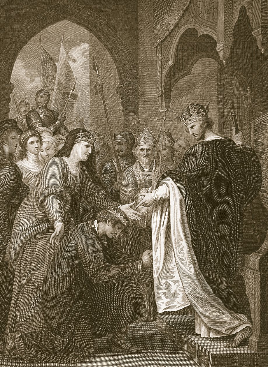 P.Johns inlämning till Richard I, graverad av J. Stow, illustration från David Humes 
