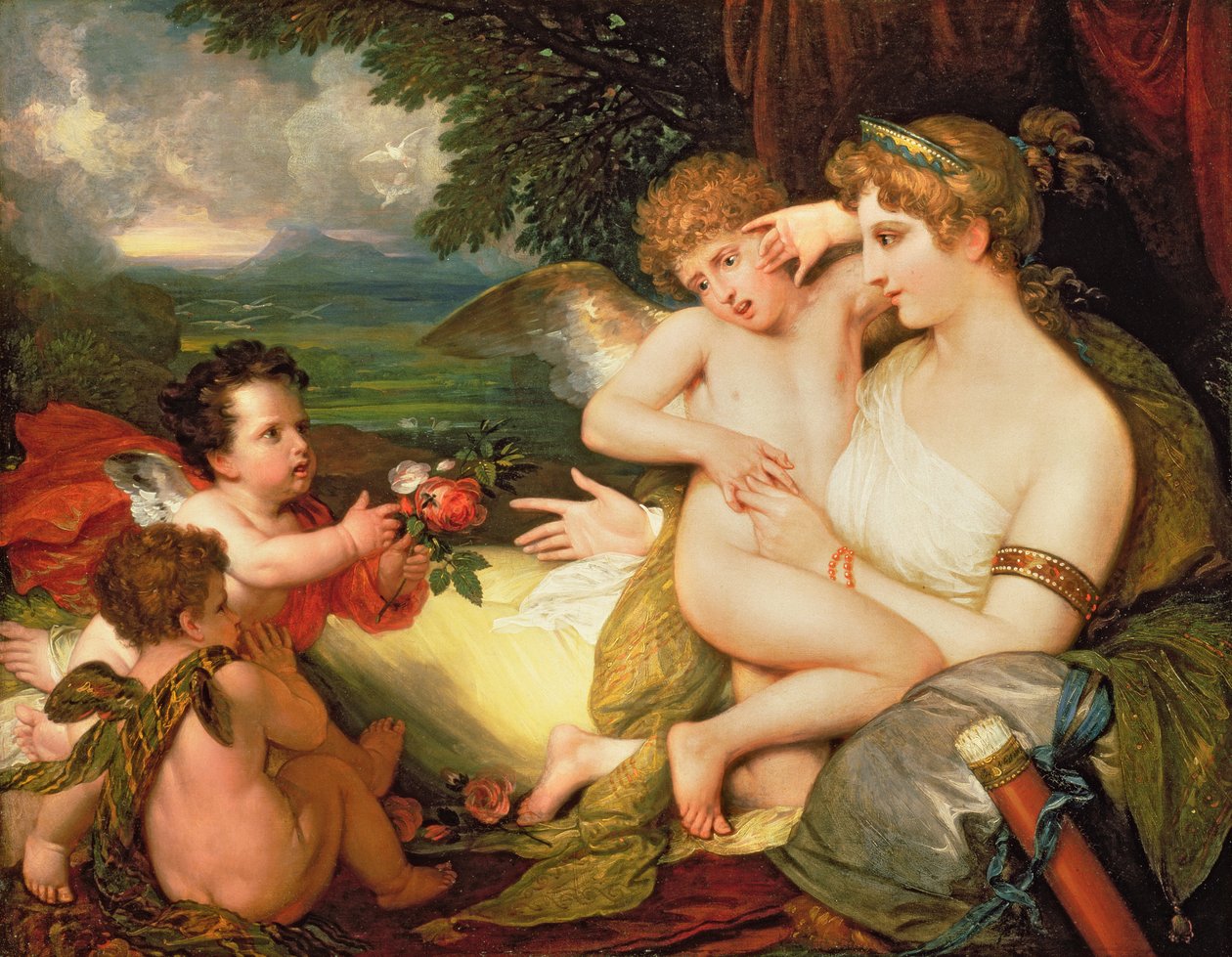 Venus tröstar Amor som blivit stucken av ett bi, 1813 av Benjamin West