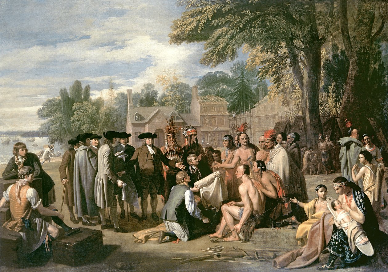 William Penns fördrag med indianerna i november 1683, 1771-72 av Benjamin West