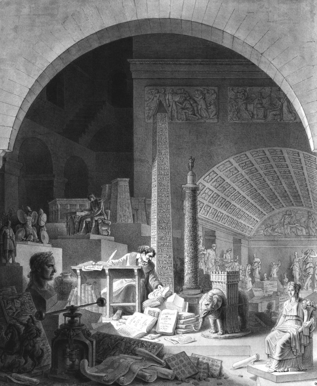Dominique Vivant Denon (1747-1825) katalogiserar Louvrens samling av Benjamin Zix