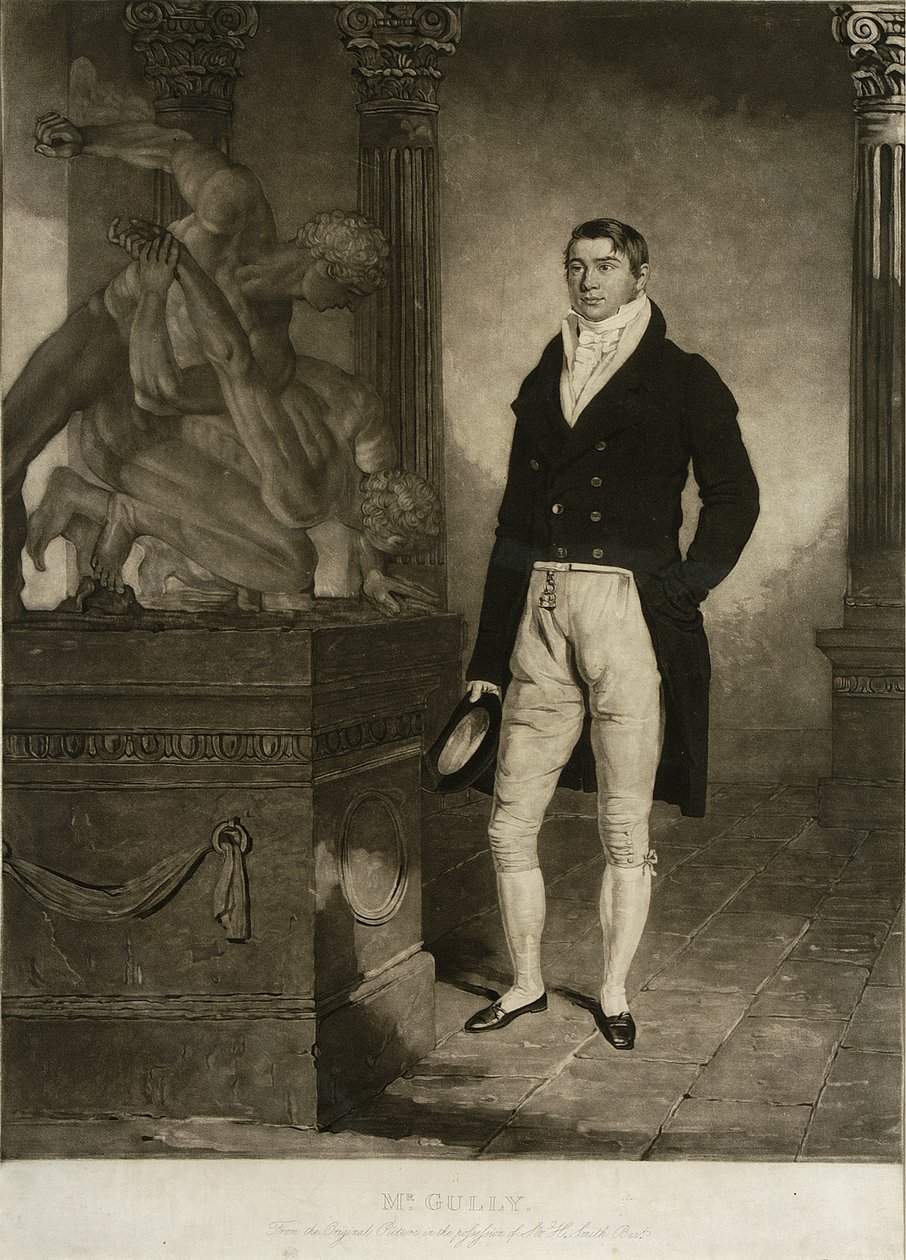 Mr Gully, graverad av Charles Turner (1774-1857) (mezzotint) av Benjamin (after) Marshall