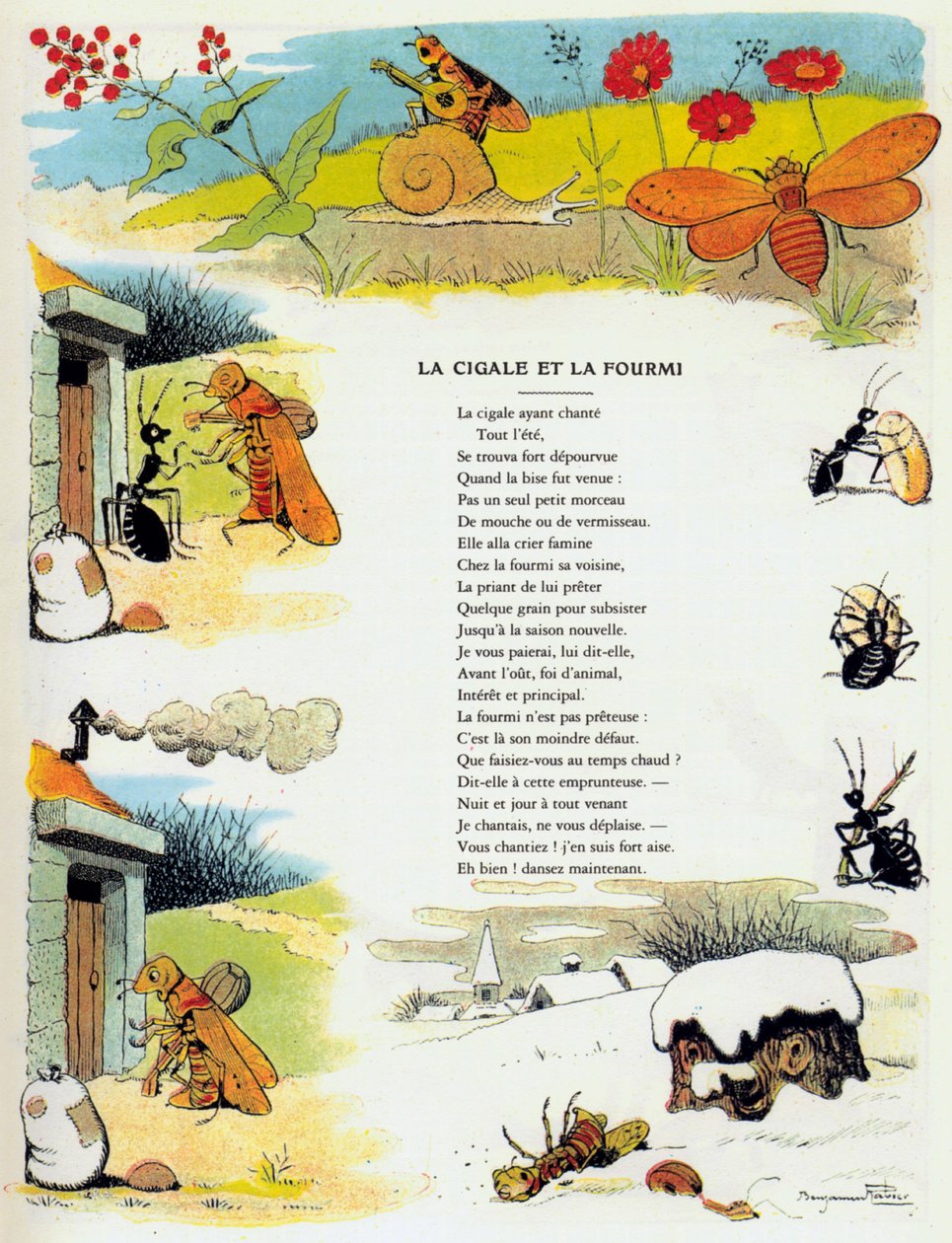 Cikadan och myran, illustration från 