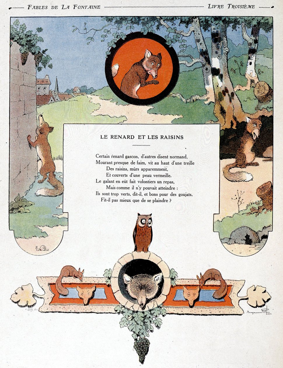 Räven och druvorna, illustration från 