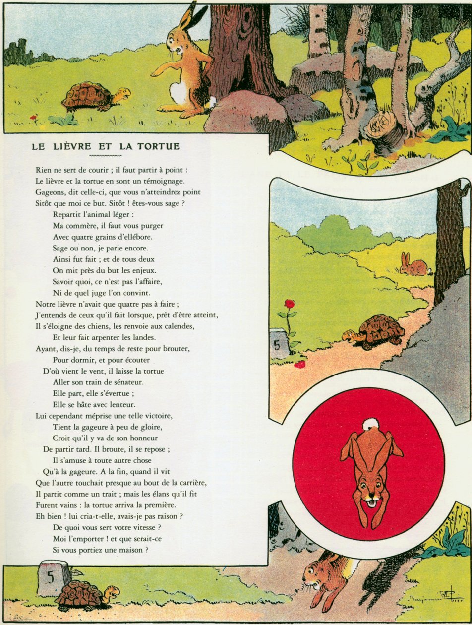 Haren och sköldpaddan, illustration från 