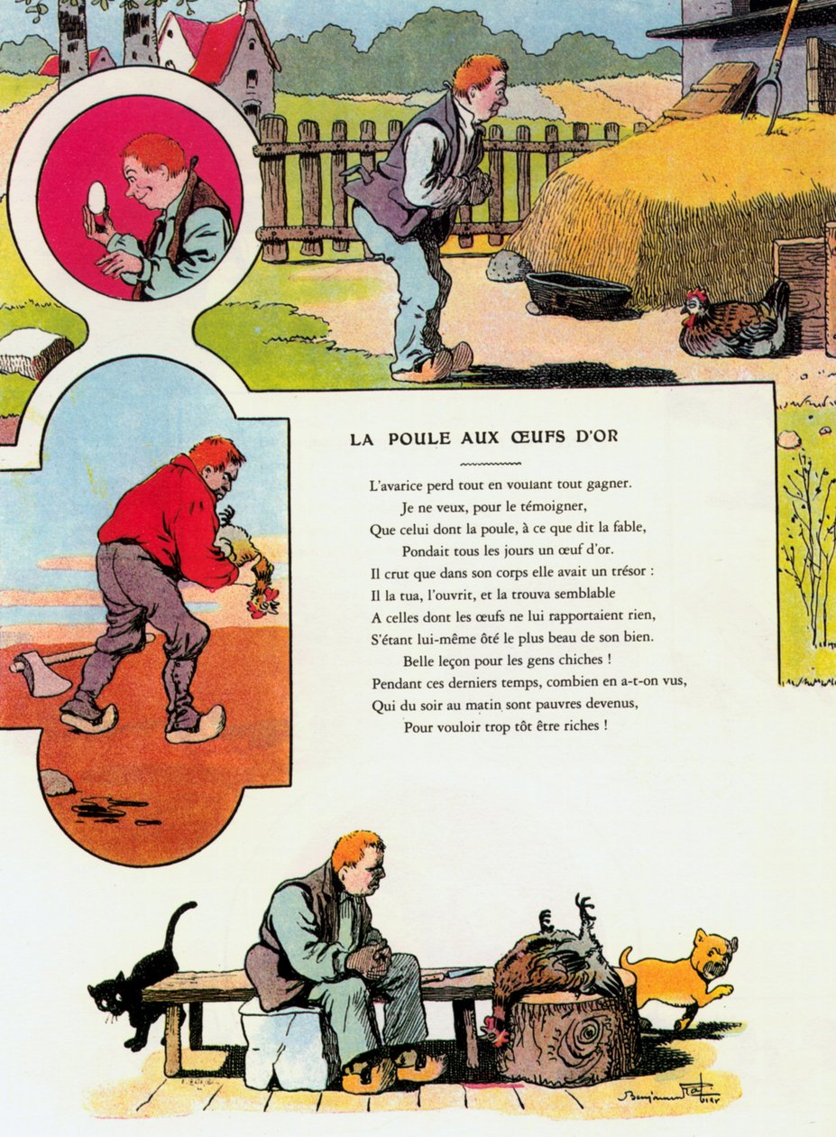 Hönan med de gyllene äggen, illustration från 