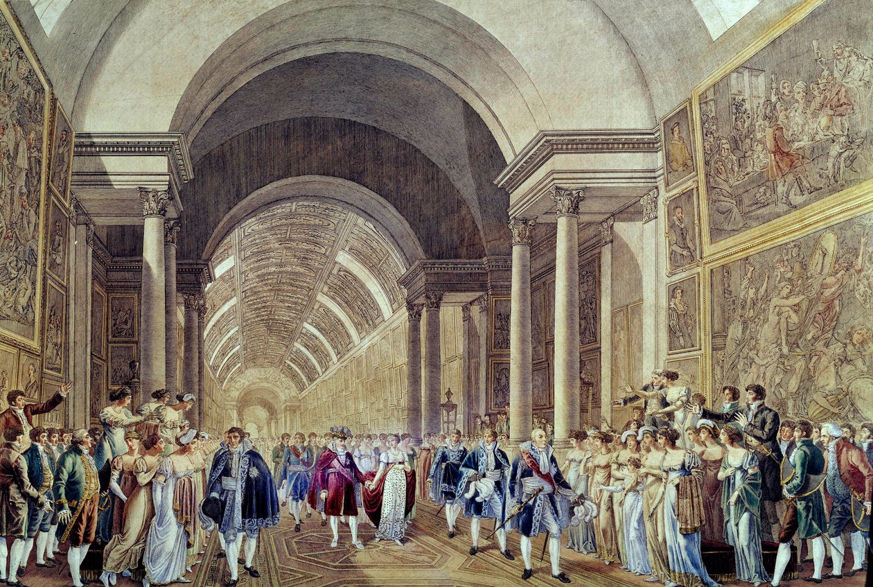 Napoleons och Marie Louises kortege genom Grande Galerie du Louvre, 2 april av Benjamin (after) Zix
