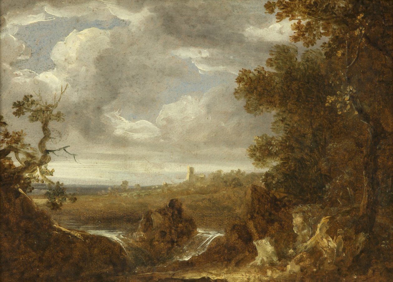 Landskap i norra Wales (olja på papper) av Benjamin Barker