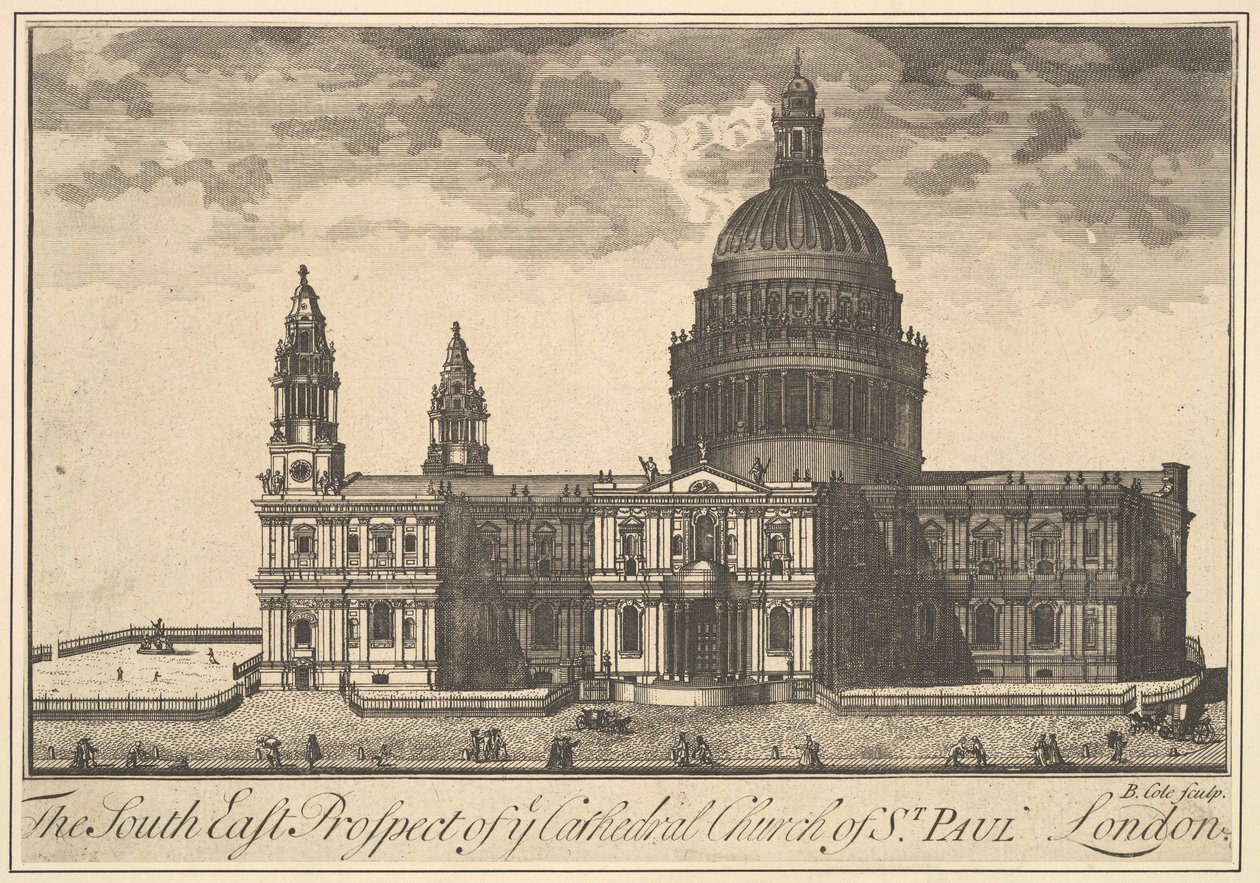 The South East Prospect of Cathedral Church of St. Paul, London Overtons Prospects, 1720-30. av Benjamin Cole