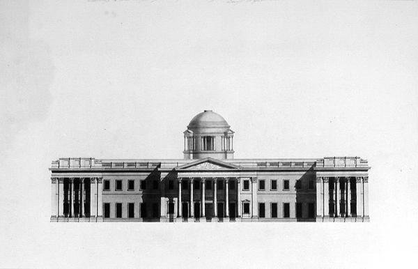 Upphöjning av huvudfronten av ett hus av Benjamin Dean Wyatt