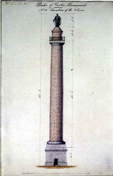 Höjd av hertigen av Yorks monument, Carlton Gardens, London av Benjamin Dean Wyatt