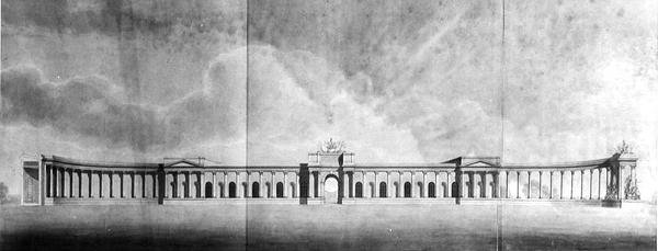Perspektiv av kontor sett från Stora hovet av Benjamin Dean Wyatt