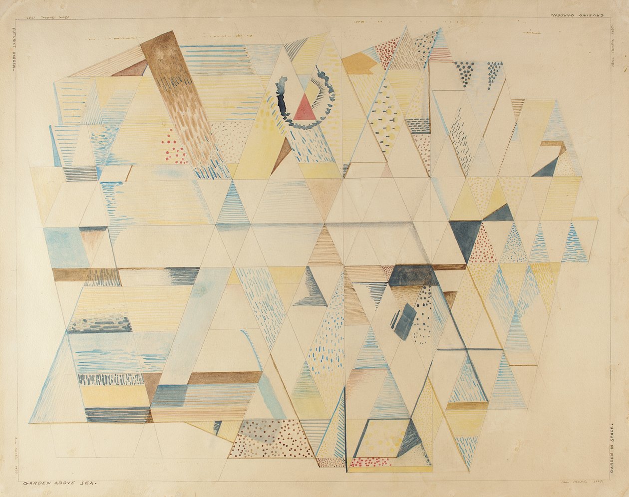 Futurist Garden, 1937 (akvarell på papper) av Benjamin F. Berlin