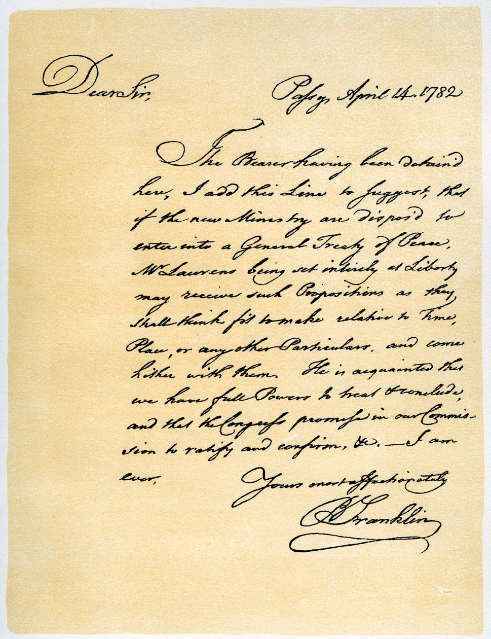 Brev från Benjamin Franklin till David Hartley MP, 14 april 1782. av Benjamin Franklin
