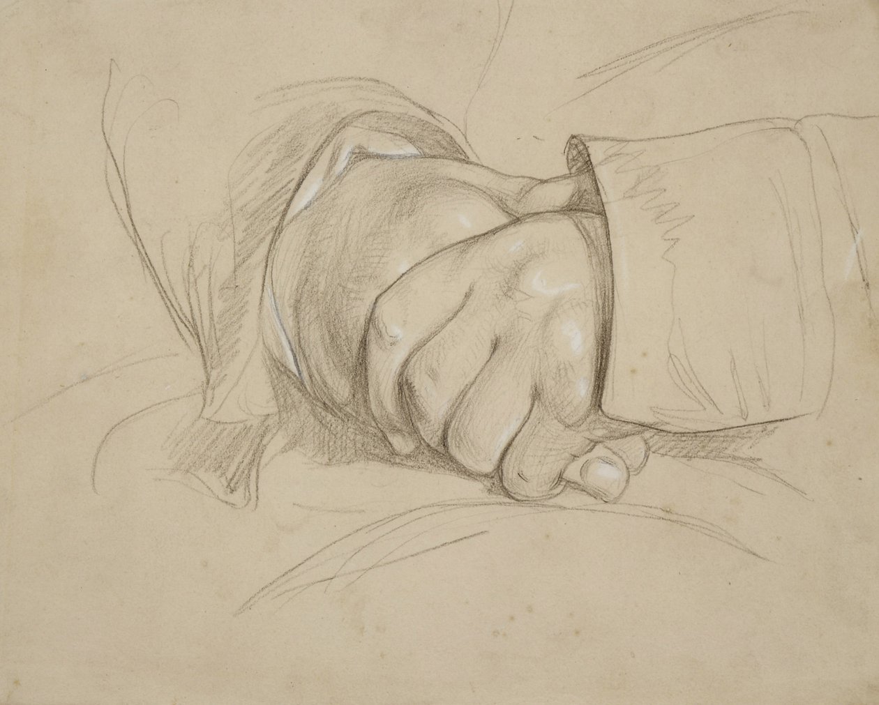 Clasped Hands, som sägs vara poeten William Wordsworths av Benjamin Haydon