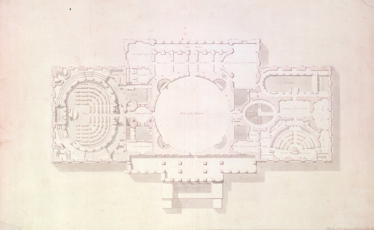 Plan för huvudberättelsen om Capitol, USA, 1806 av Benjamin Henry Latrobe
