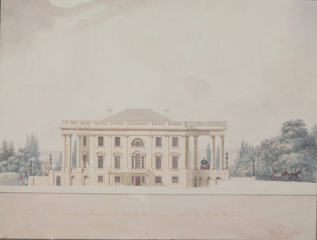 Presidentens södra portik, 1807 av Benjamin Henry Latrobe